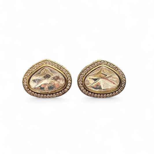 Classic Kundan-Inspired Oval Stud Earrings