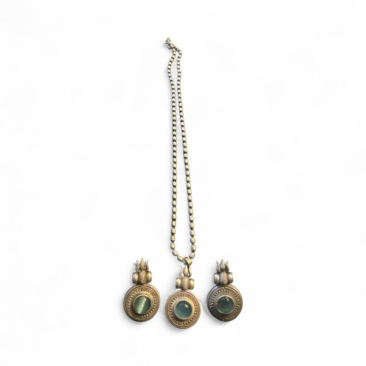 Antique Triple Pendant Oxidised Necklace