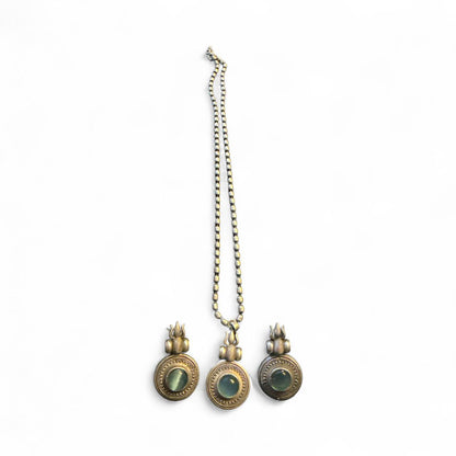 Antique Triple Pendant Oxidised Necklace