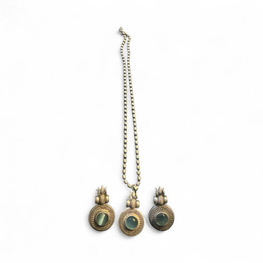 Antique Triple Pendant Oxidised Necklace