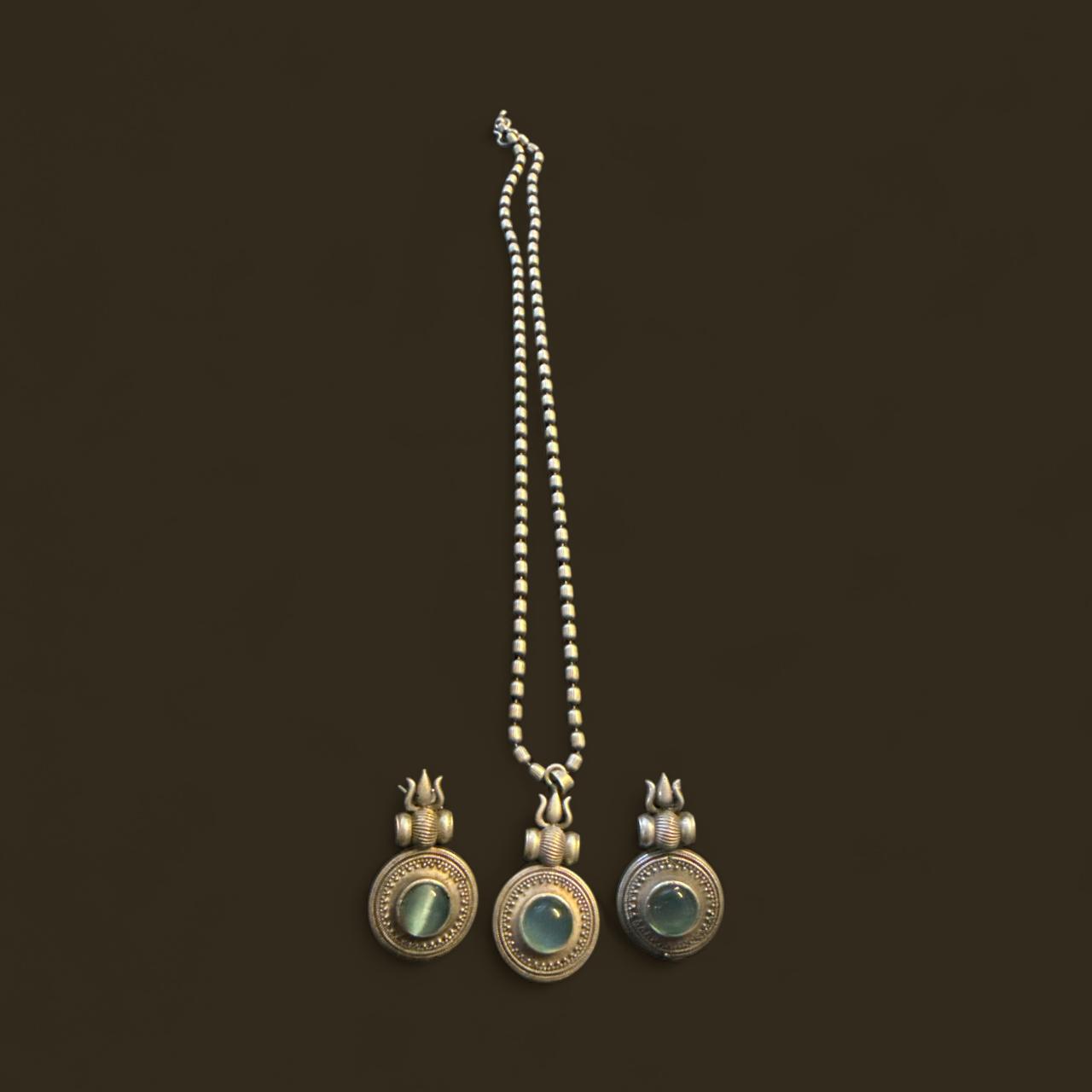 Antique Triple Pendant Oxidised Necklace