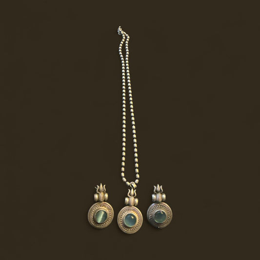 Antique Triple Pendant Oxidised Necklace