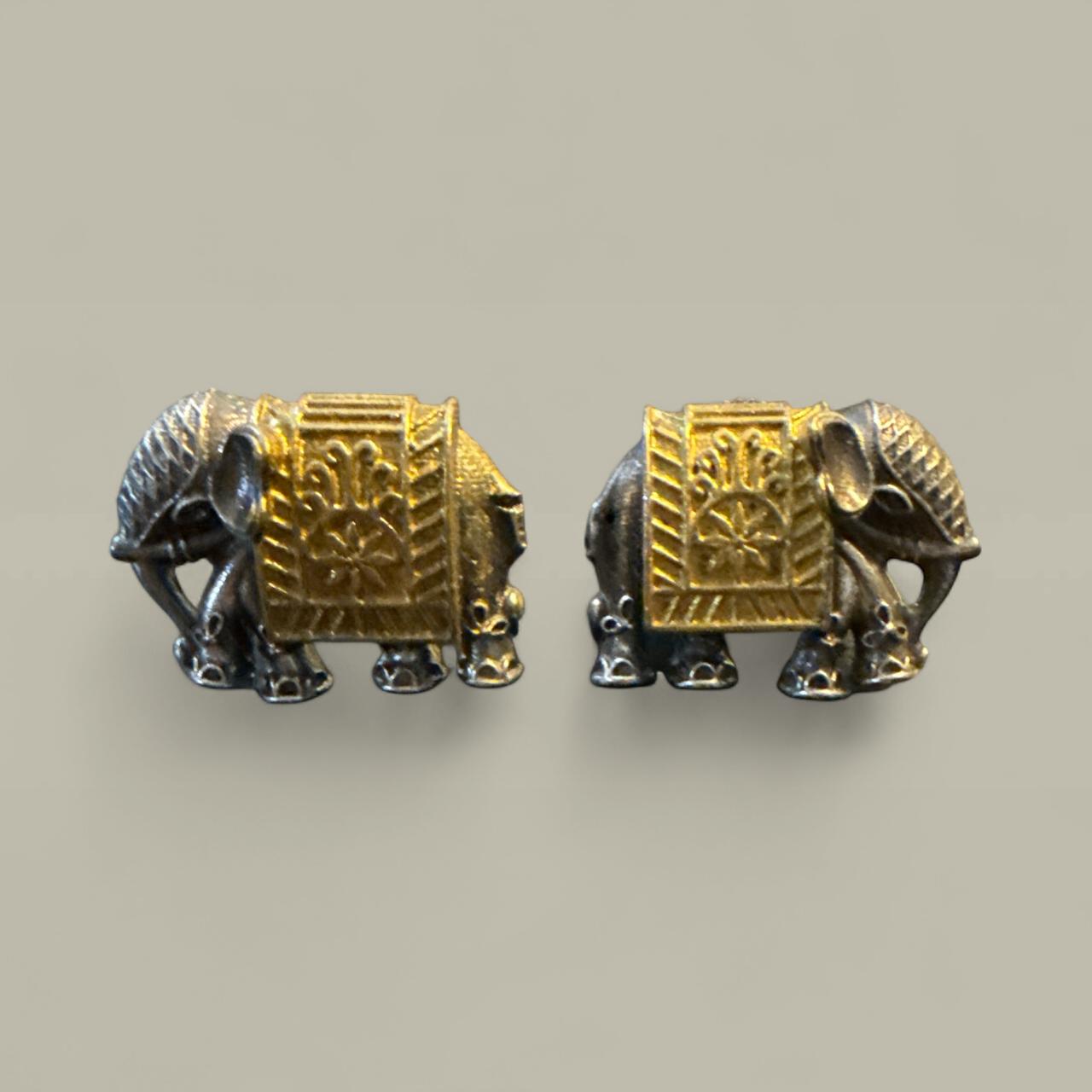Antique Elephant Motif Stud Earrings
