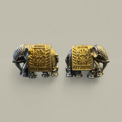 Antique Elephant Motif Stud Earrings