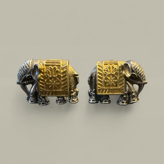 Antique Elephant Motif Stud Earrings