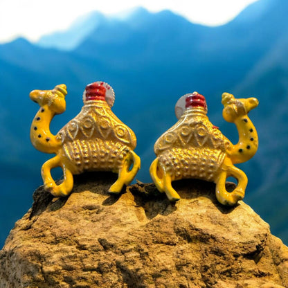Yellow Camel Motif Enamel Stud Earrings