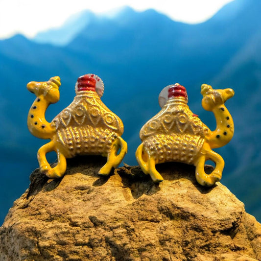 Yellow Camel Motif Enamel Stud Earrings