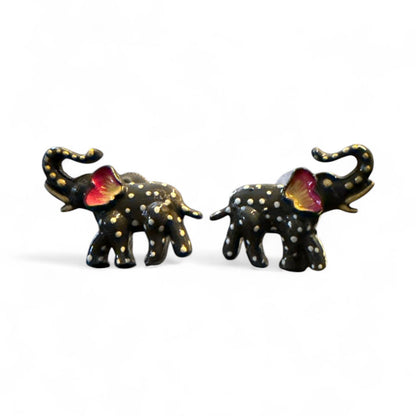 Black Polka Dot Elephant Stud Earrings