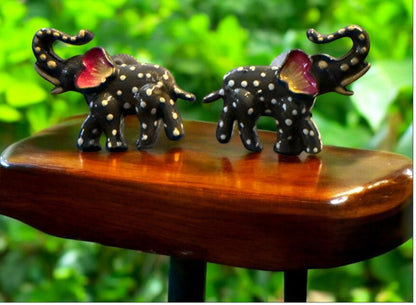 Black Polka Dot Elephant Stud Earrings