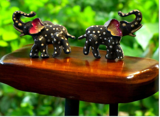 Black Polka Dot Elephant Stud Earrings