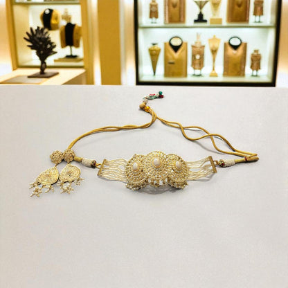 Regal Pearl Dome Choker with Jhumka Earrings