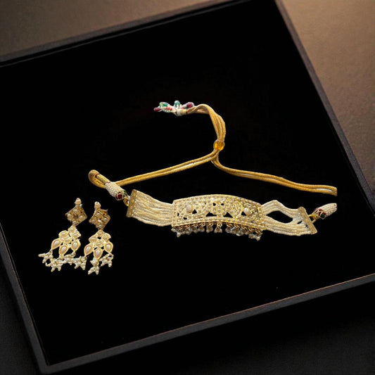 Royal Pearl & Kundan Choker with Matching Earrings