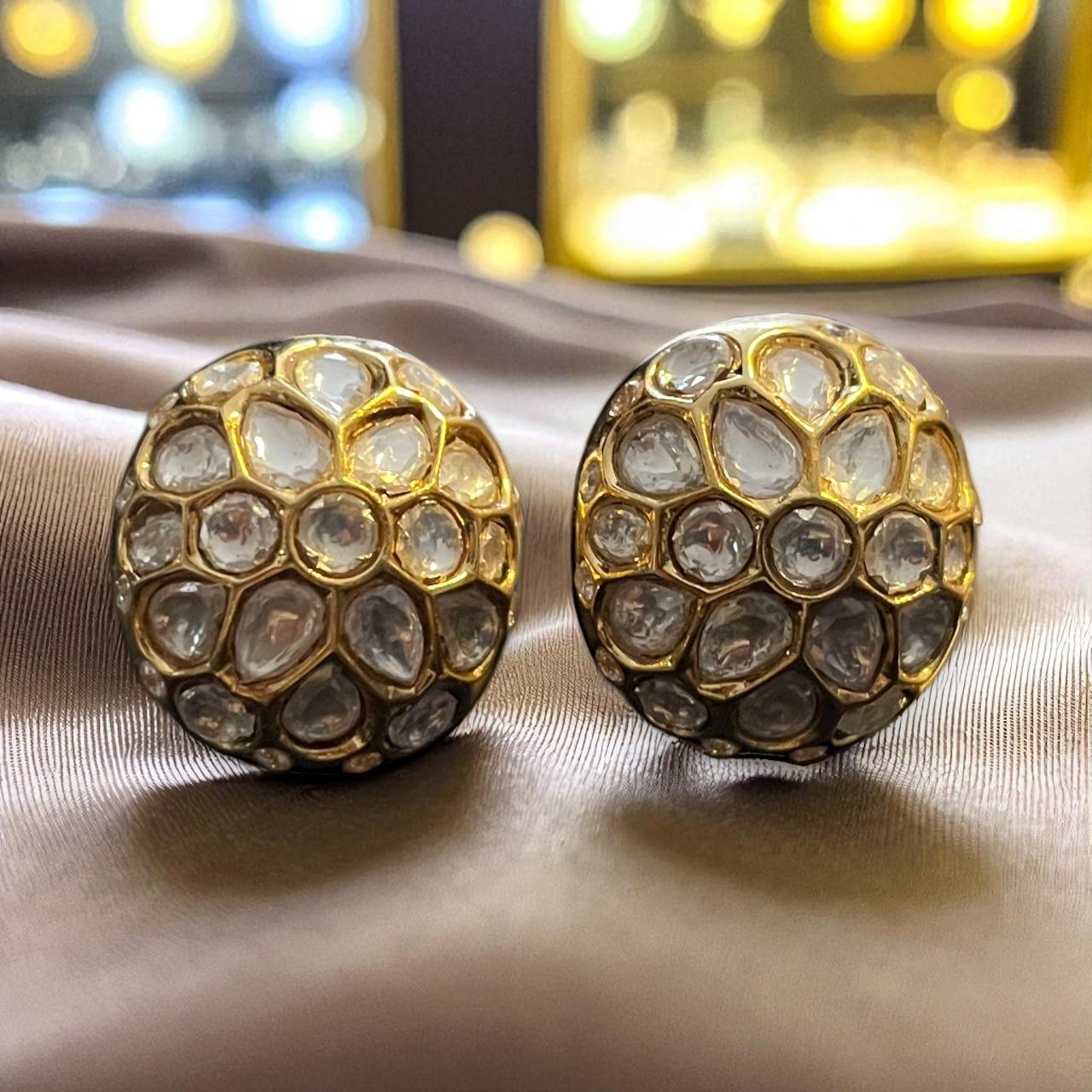 Floral Kundan Dome Stud Earrings