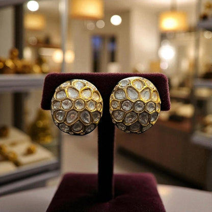 Floral Kundan Dome Stud Earrings