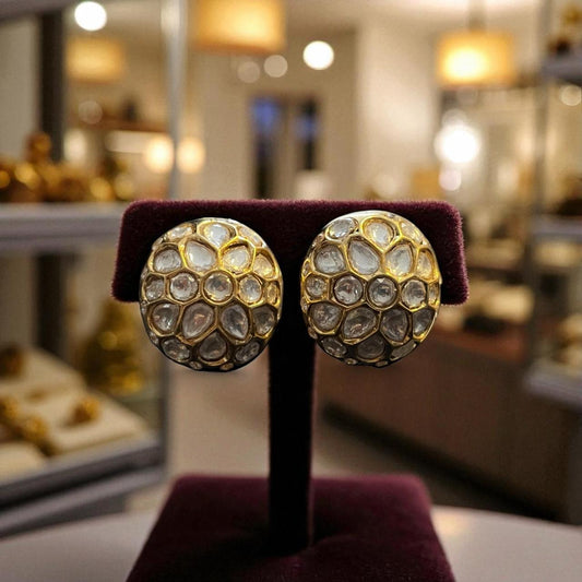 Floral Kundan Dome Stud Earrings