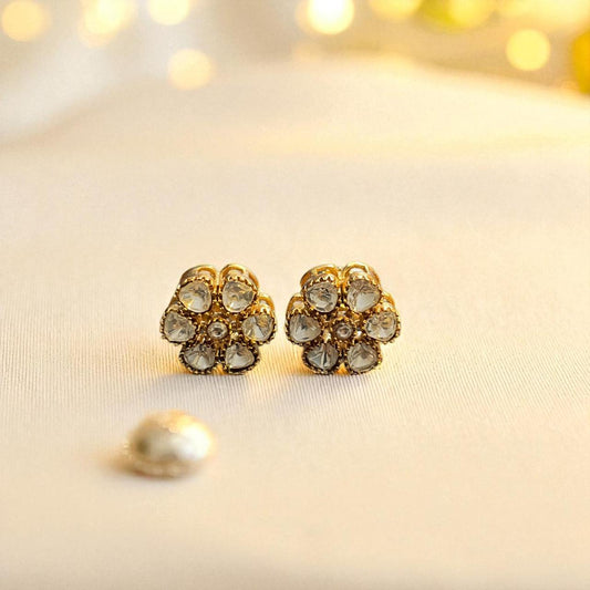 Classic Floral Kundan Stud Earrings