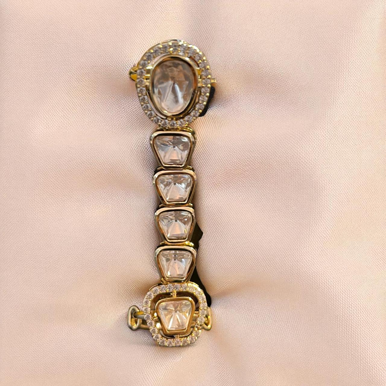 Statement Kundan Cocktail Ring with Elongated Design