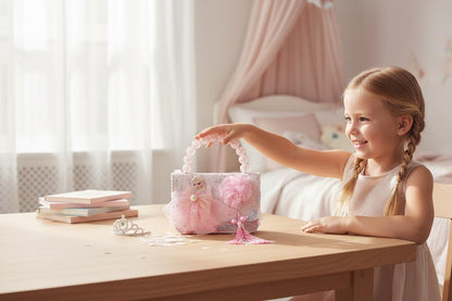 Princess Pink Beaded Handle Handbag for Girls