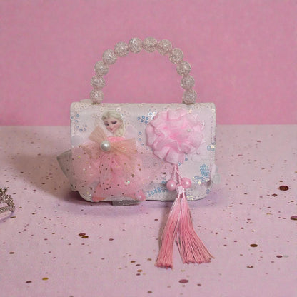 Princess Pink Beaded Handle Handbag for Girls