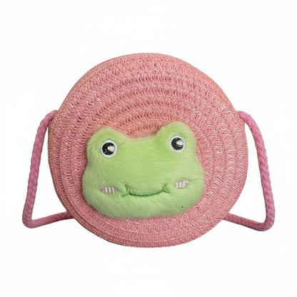 Cute Frog Face Round Sling Bag for Kids