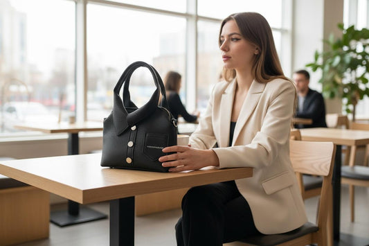 Classic Black Structured Handbag with Detachable Sling