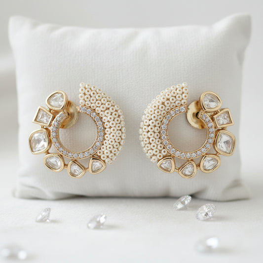 Ivora Pearl Crescent Stud Earrings