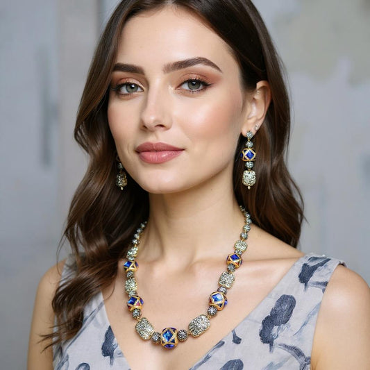 Royal Enamel Prism Beaded Necklace Set