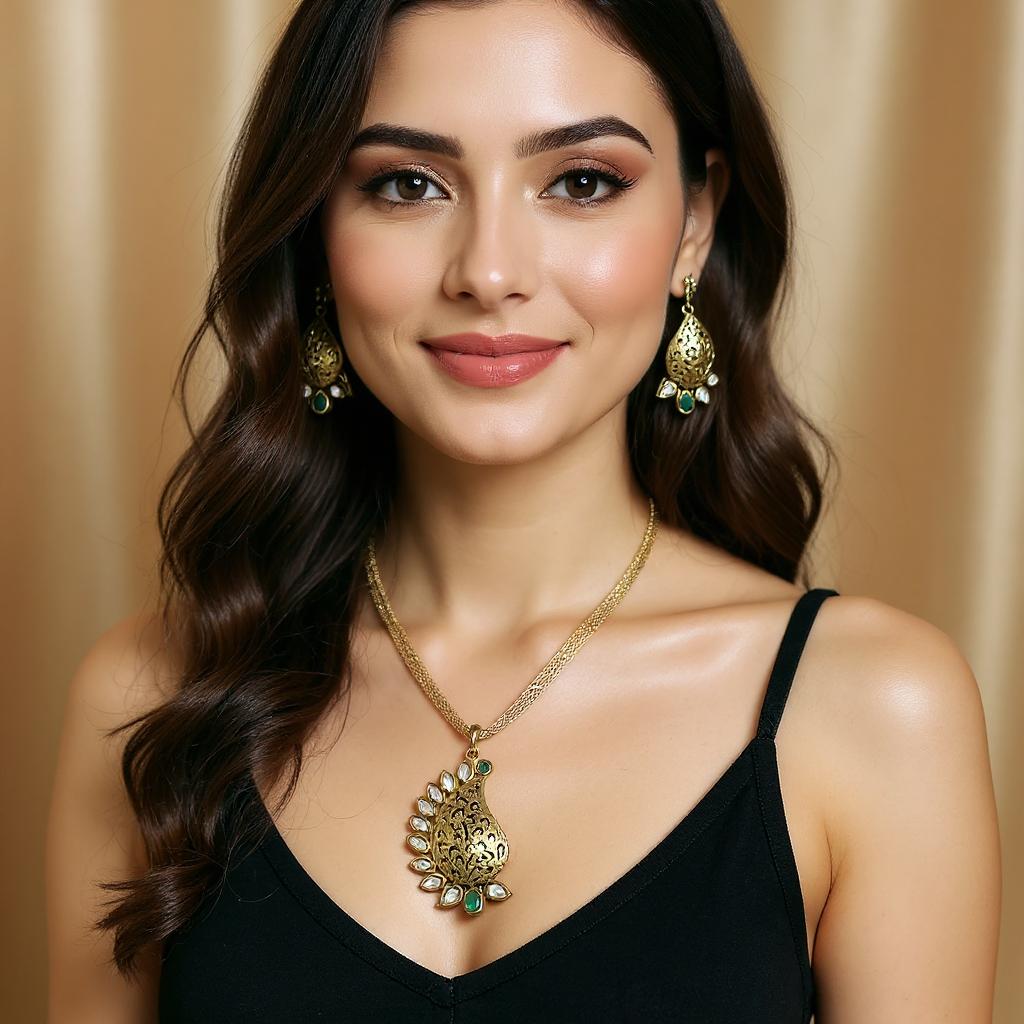 Antique Paisley Pendant Necklace Set