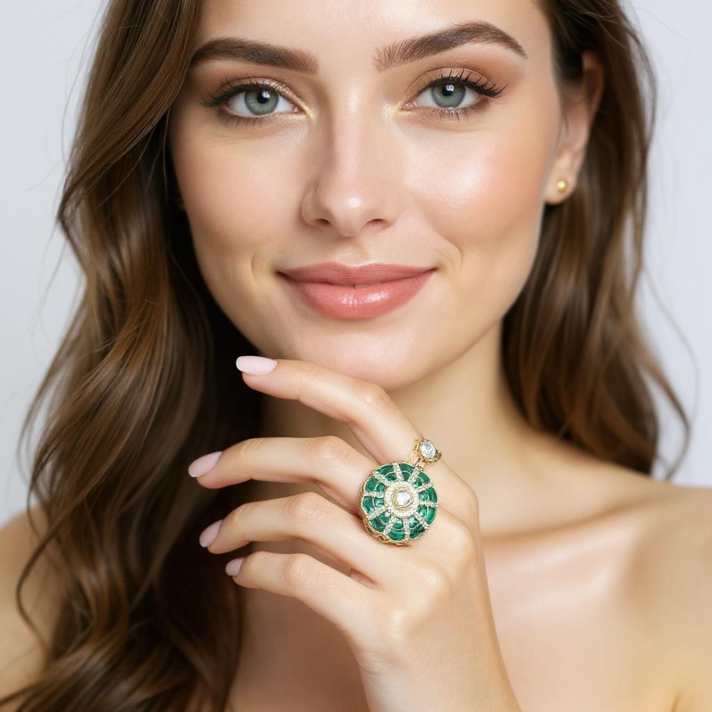 Emerald Bloom Statement Cocktail Ring