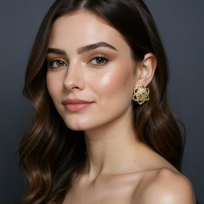 Floral Meenakari Statement Studs