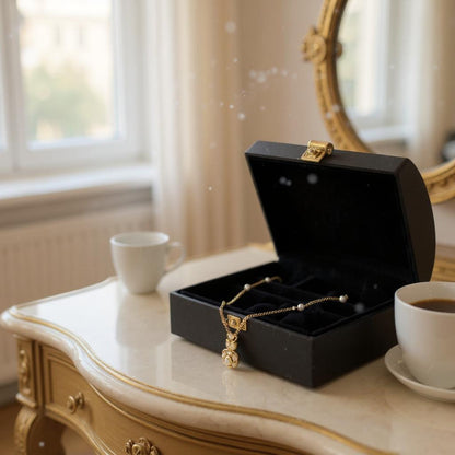 Rose Gold Pearl Pendant Set with Elegant Dual Motif Design