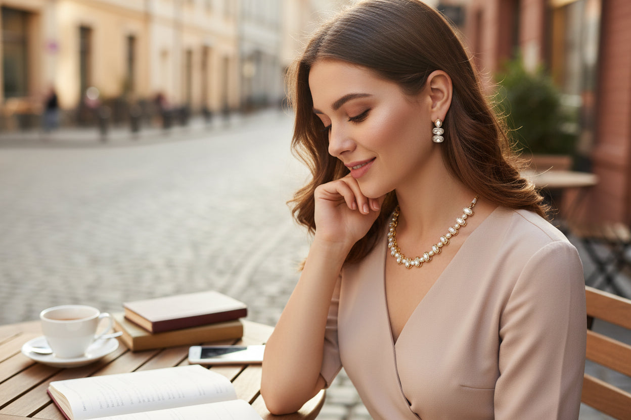 Luna Pearl Crystal Necklace Set