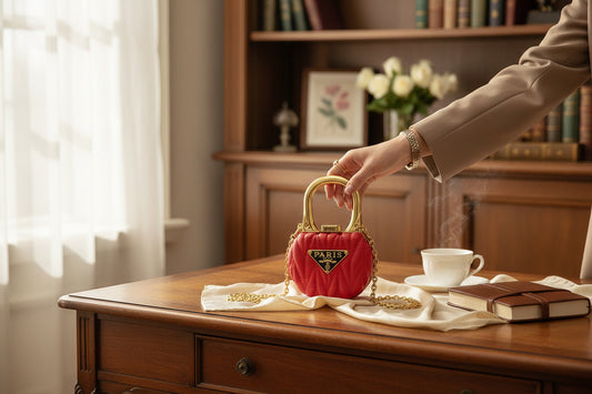 Quilted Lock Mini Sling Bag with Gold Handle