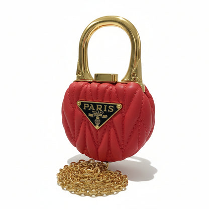 Quilted Lock Mini Sling Bag with Gold Handle