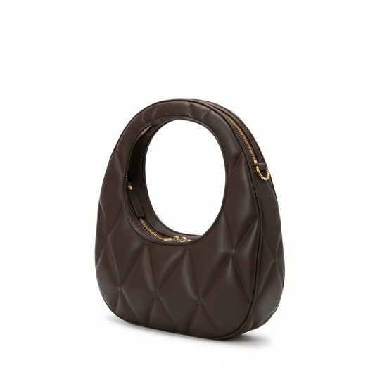Designer-Inspired Quilted Crescent Shoulder Bag